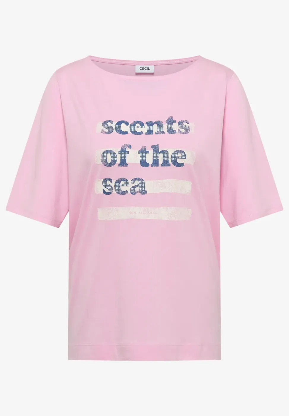 Shirt met boothals en tekst