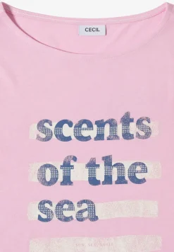 Shirt met boothals en tekst