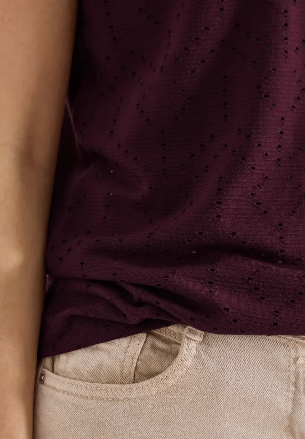 Shirt met boothals in ajour look