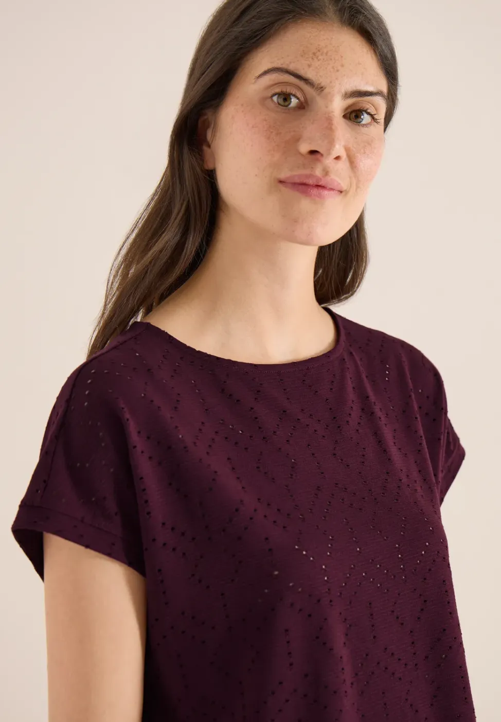 Shirt met boothals in ajour look