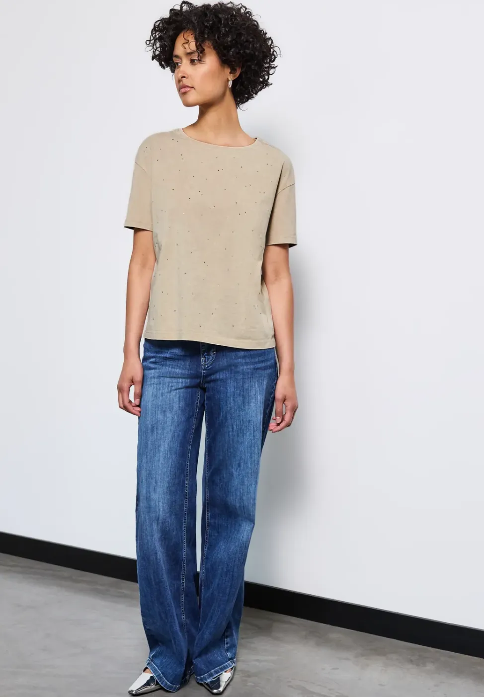 Shirt met decoratieve stenen