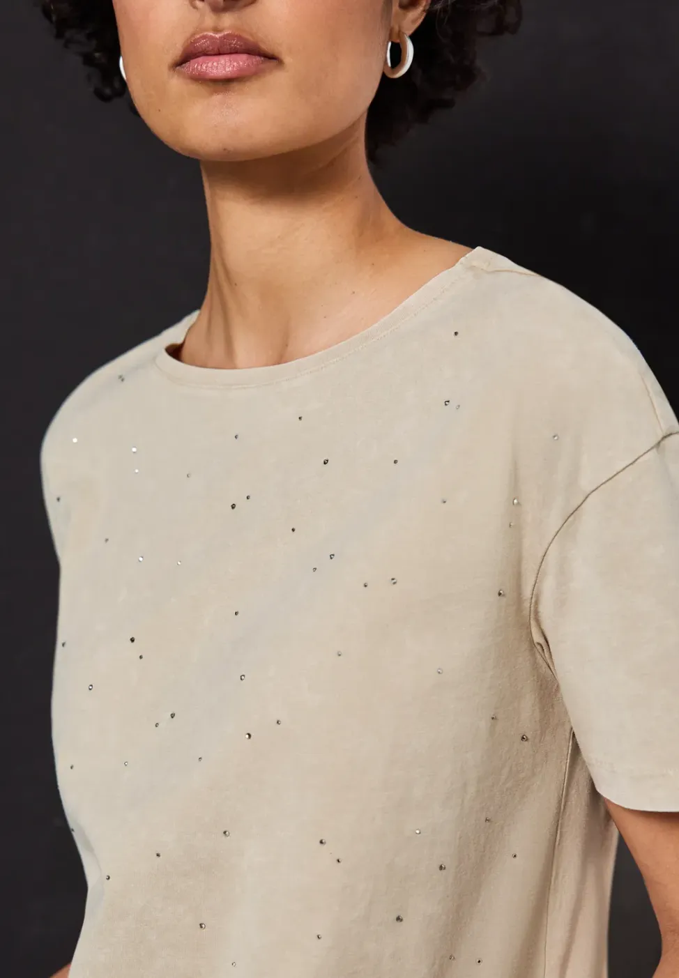 Shirt met decoratieve stenen