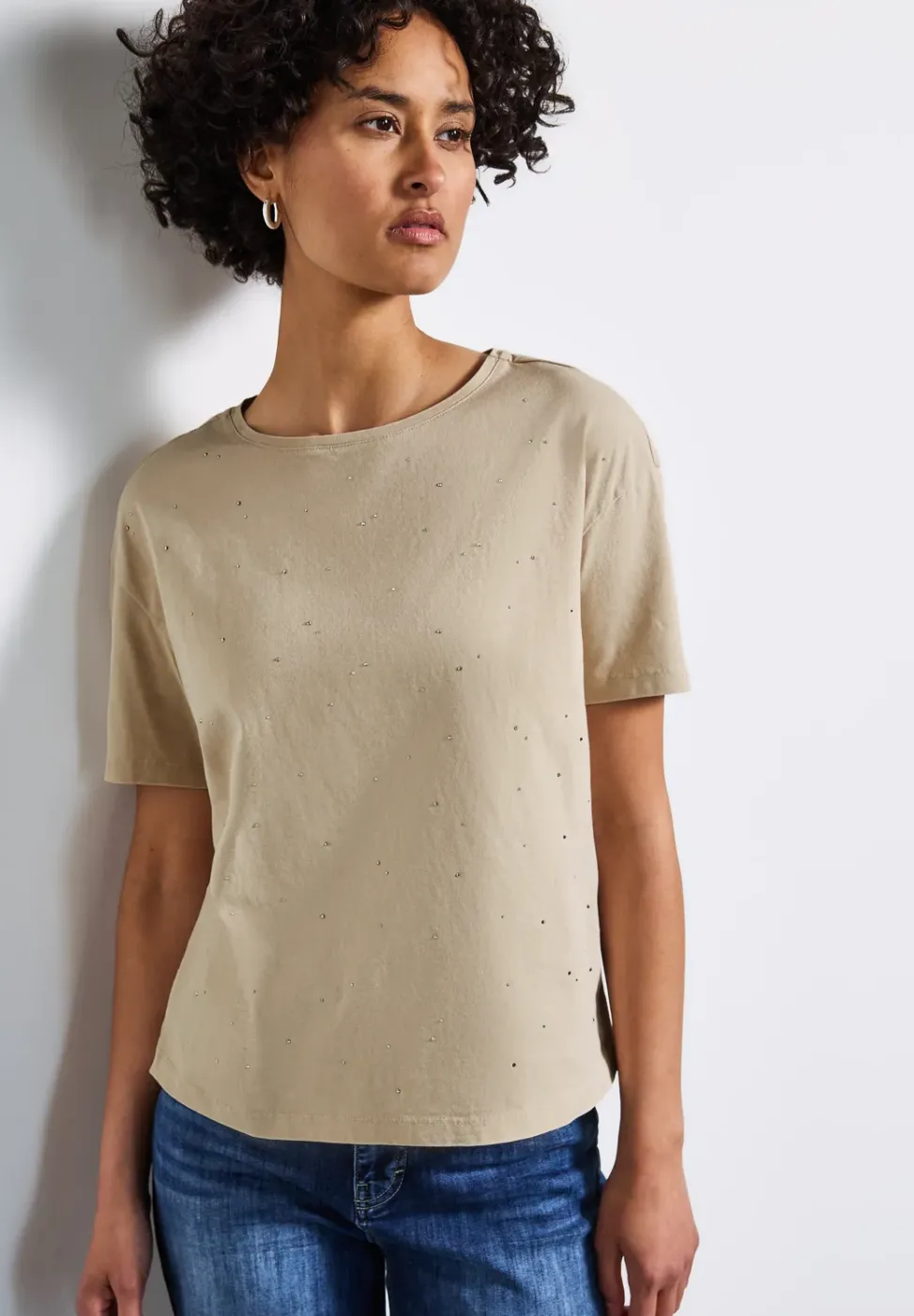 Shirt met decoratieve stenen