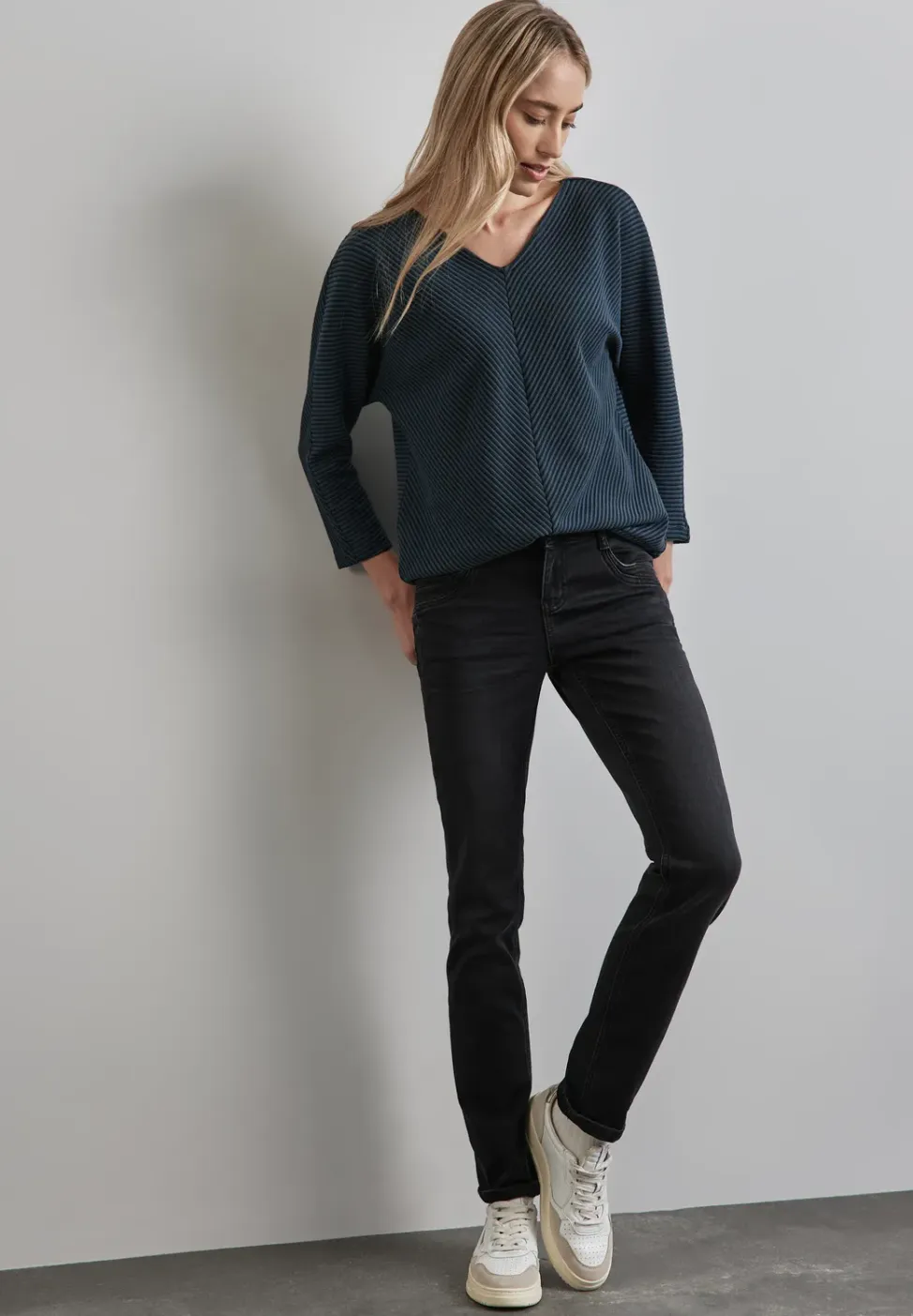 Shirt met diagonale structuur