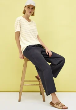 Shirt met gebreide look en strepen