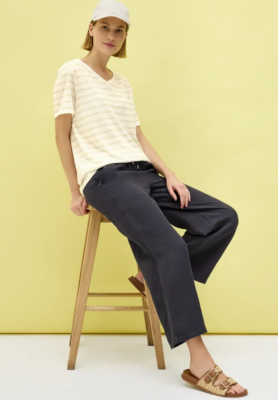 Shirt met gebreide look en strepen