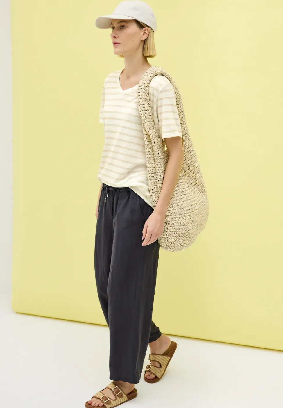 Shirt met gebreide look en strepen