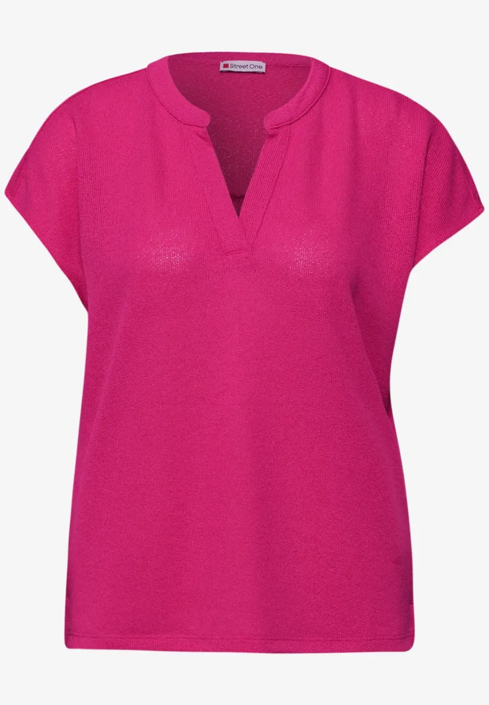 Shirt met gespleten hals in gebreide look