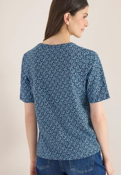 Shirt met gespleten hals en print