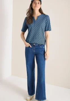 Shirt met gespleten hals en print