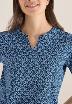 Shirt met gespleten hals en print