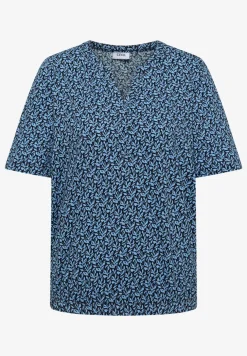 Shirt met gespleten hals en print