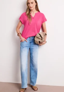 Shirt met gespleten hals en knoopdetails