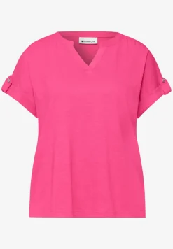 Shirt met gespleten hals en knoopdetails
