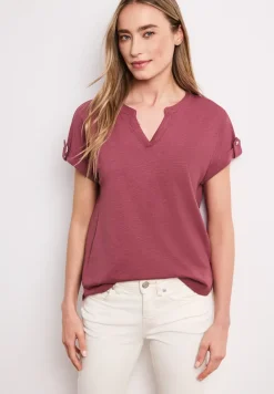 Shirt met gespleten hals en knoopdetails