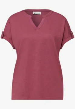 Shirt met gespleten hals en knoopdetails