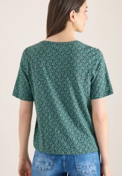 Shirt met gespleten hals en print