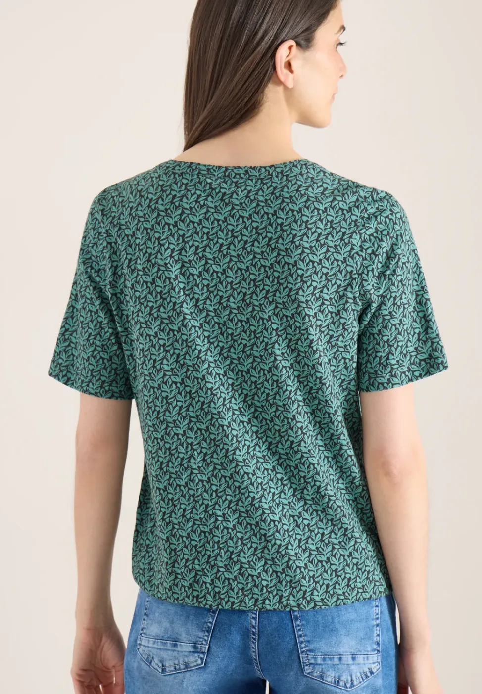 Shirt met gespleten hals en print