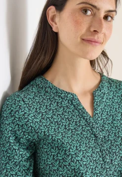 Shirt met gespleten hals en print