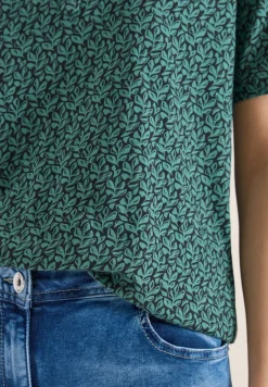 Shirt met gespleten hals en print