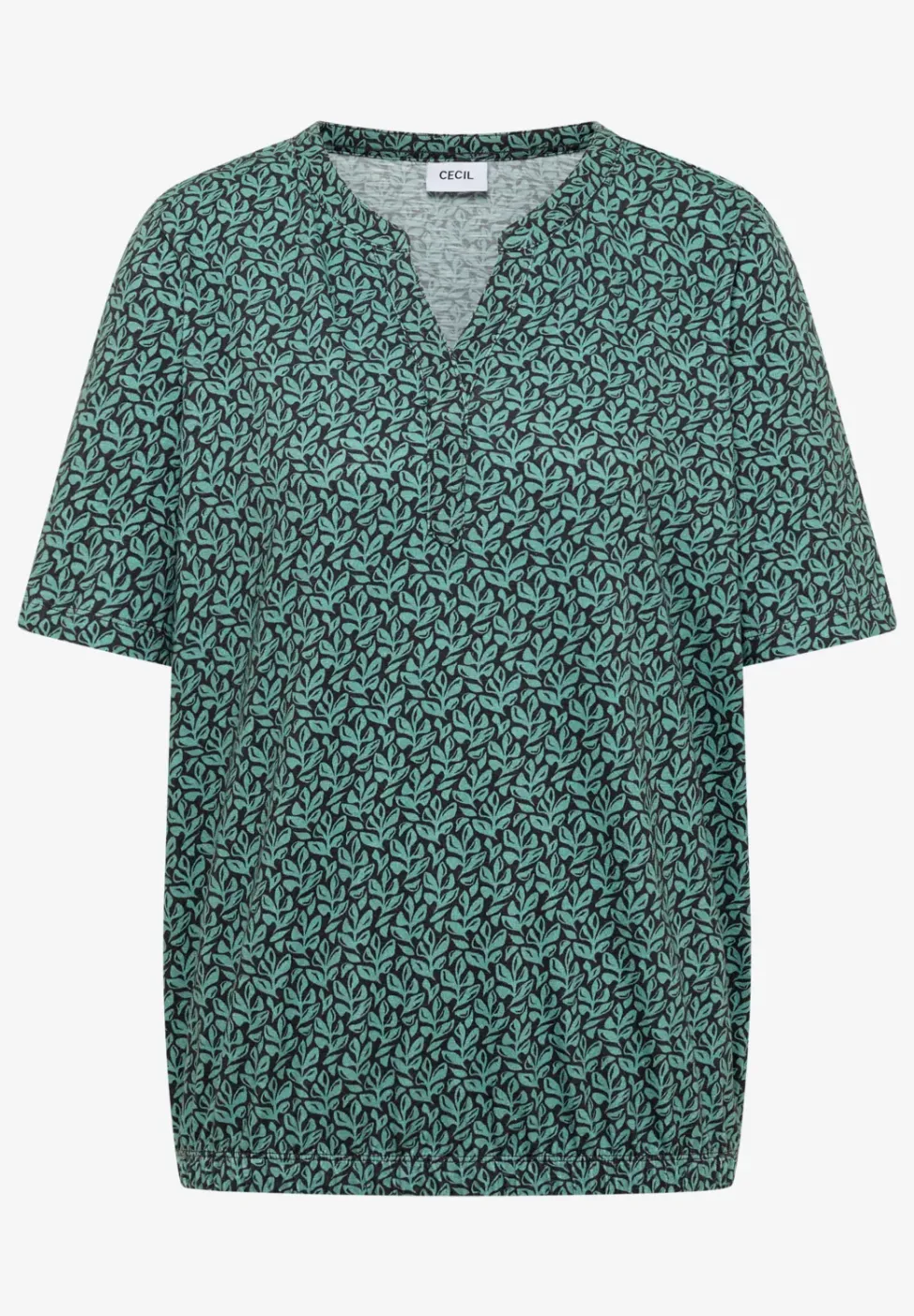 Shirt met gespleten hals en print