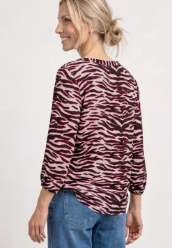 Shirt met gespleten hals en structuurmix