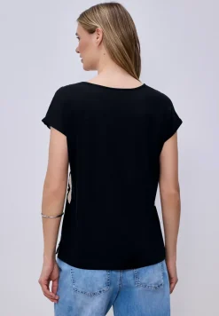 Shirt met gespleten hals en print op de voorkant