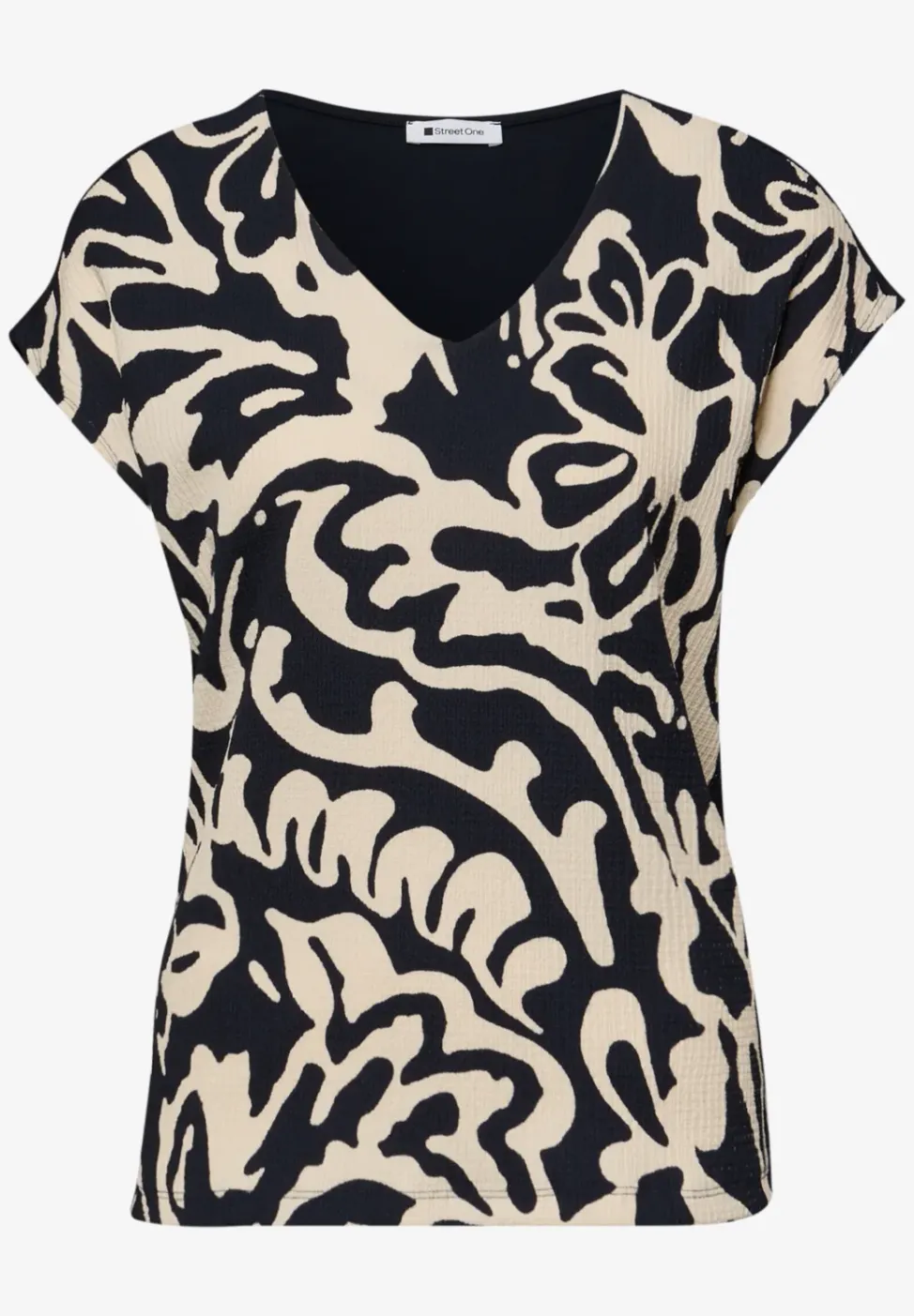 Shirt met gespleten hals en print op de voorkant