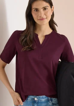 Shirt met gespleten hals en haakband