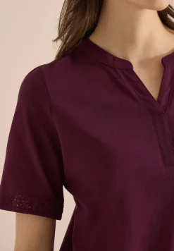 Shirt met gespleten hals en haakband