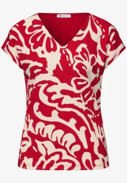 Shirt met gespleten hals en print op de voorkant