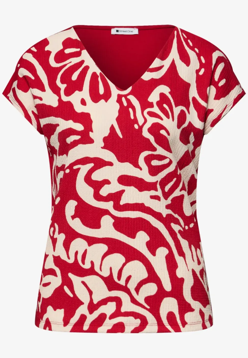 Shirt met gespleten hals en print op de voorkant