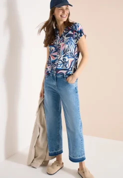 Shirt met gespleten hals en grafische print