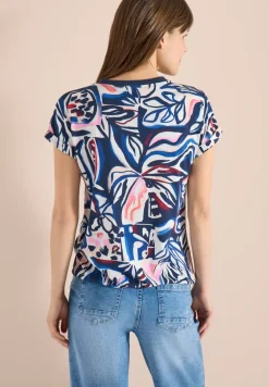 Shirt met gespleten hals en grafische print