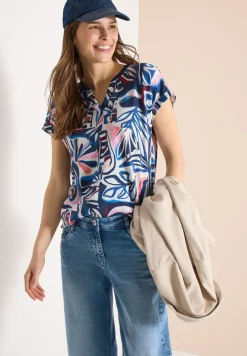 Shirt met gespleten hals en grafische print