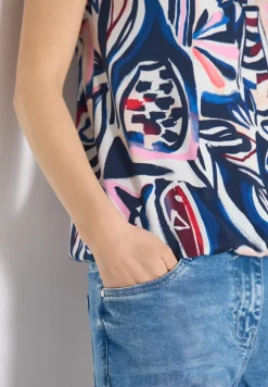 Shirt met gespleten hals en grafische print