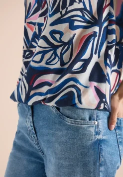 Shirt met gespleten hals en grafische print