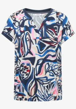 Shirt met gespleten hals en grafische print