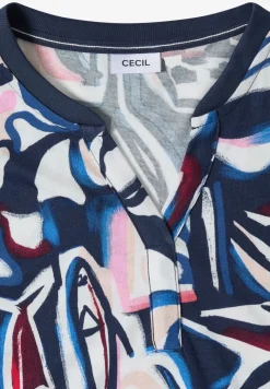 Shirt met gespleten hals en grafische print