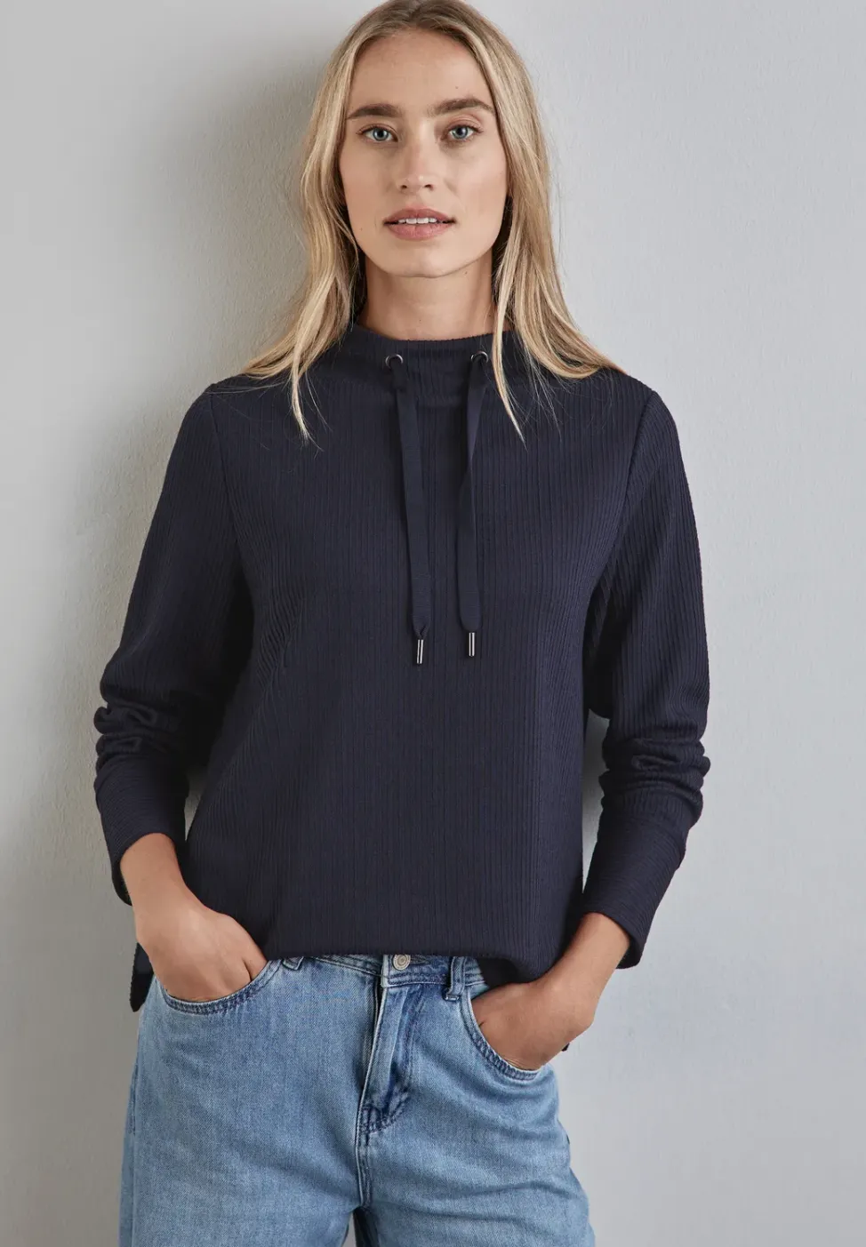 Shirt met gestreepte textuur