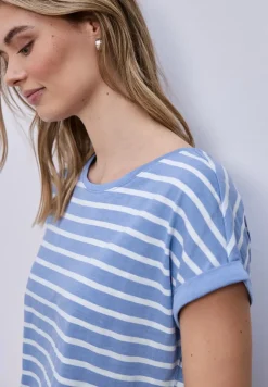 Shirt met hangende schouder en strepen