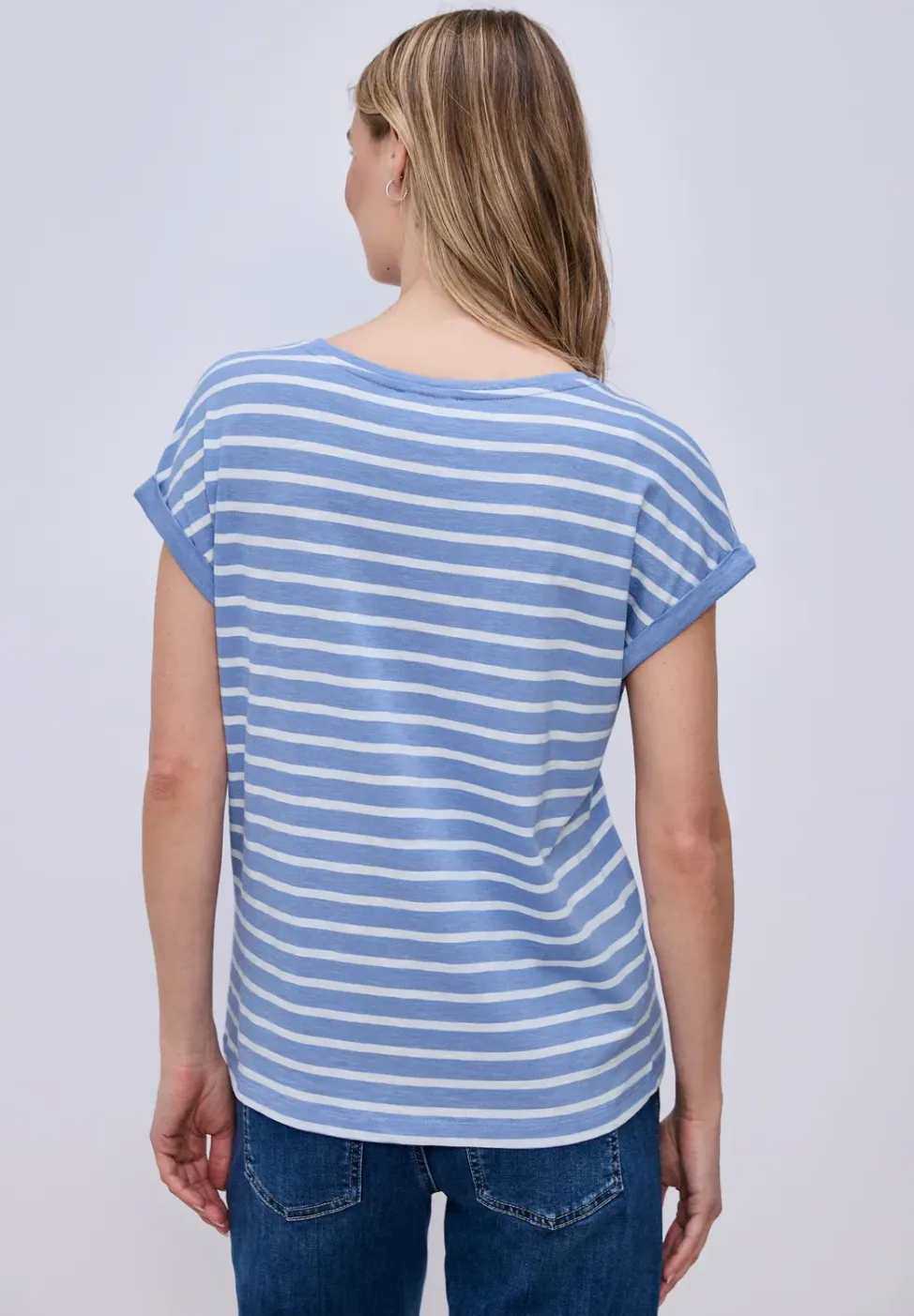 Shirt met hangende schouder en strepen