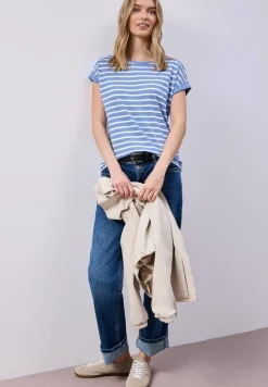 Shirt met hangende schouder en strepen