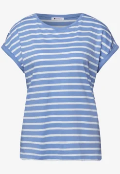 Shirt met hangende schouder en strepen