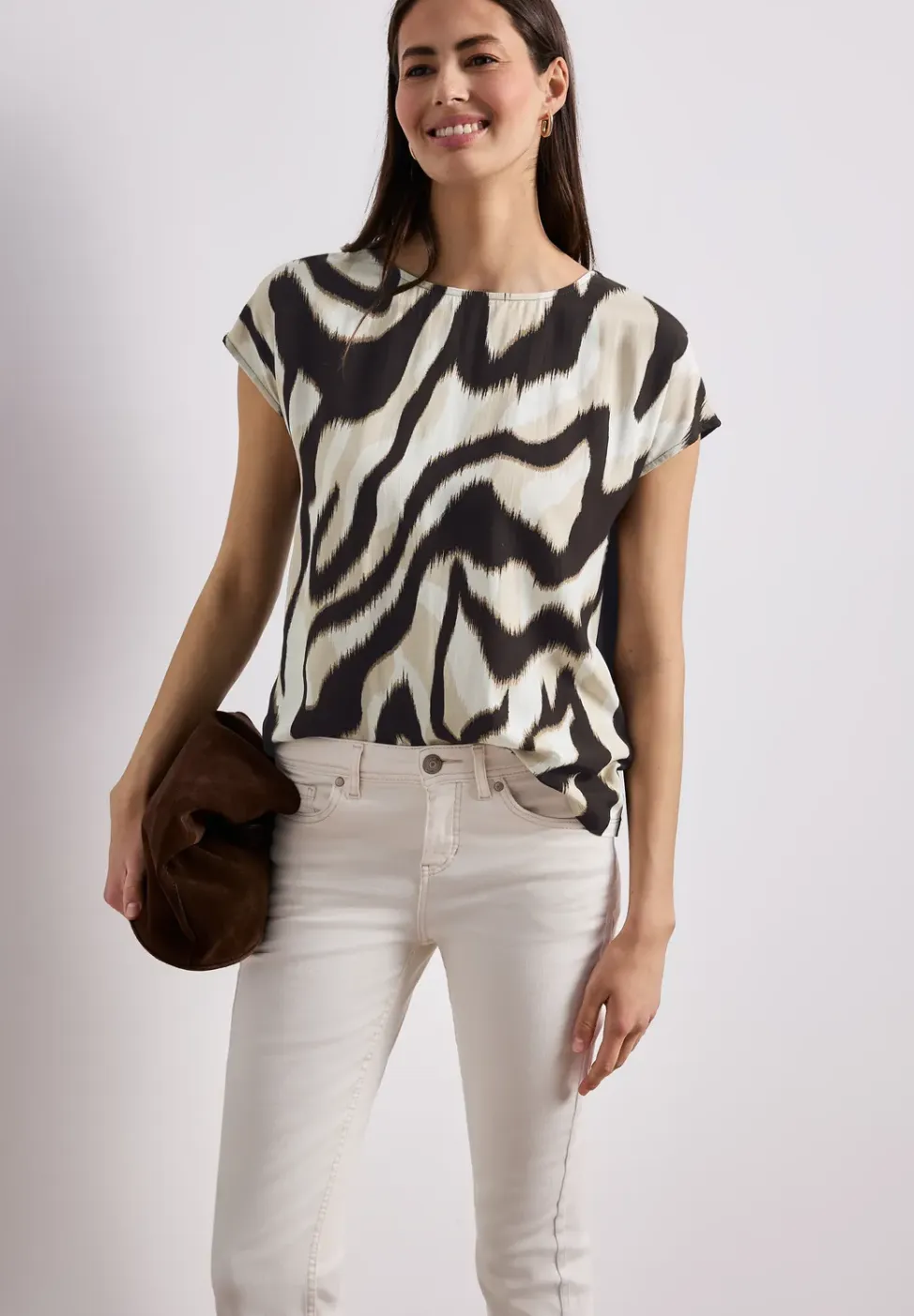 Shirt met hangende schouder en print