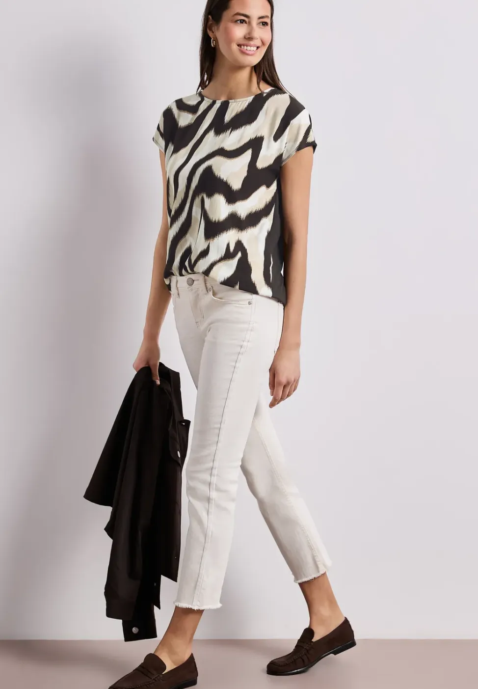 Shirt met hangende schouder en print