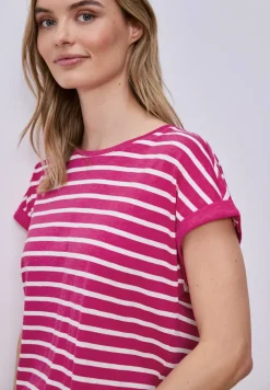 Shirt met hangende schouder en strepen