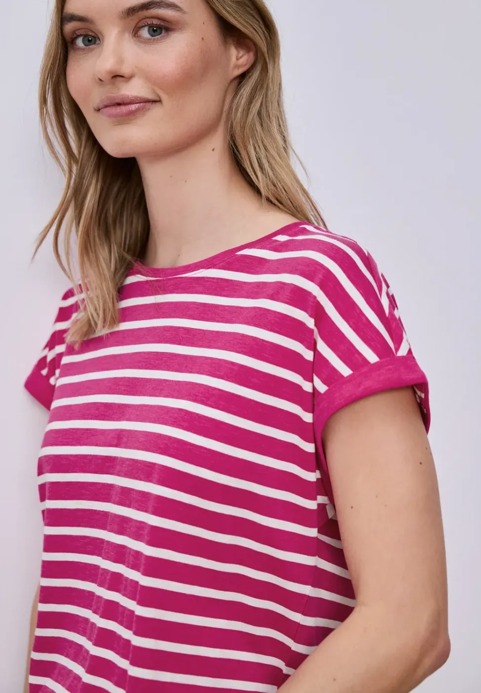 Shirt met hangende schouder en strepen
