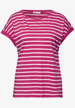 Shirt met hangende schouder en strepen