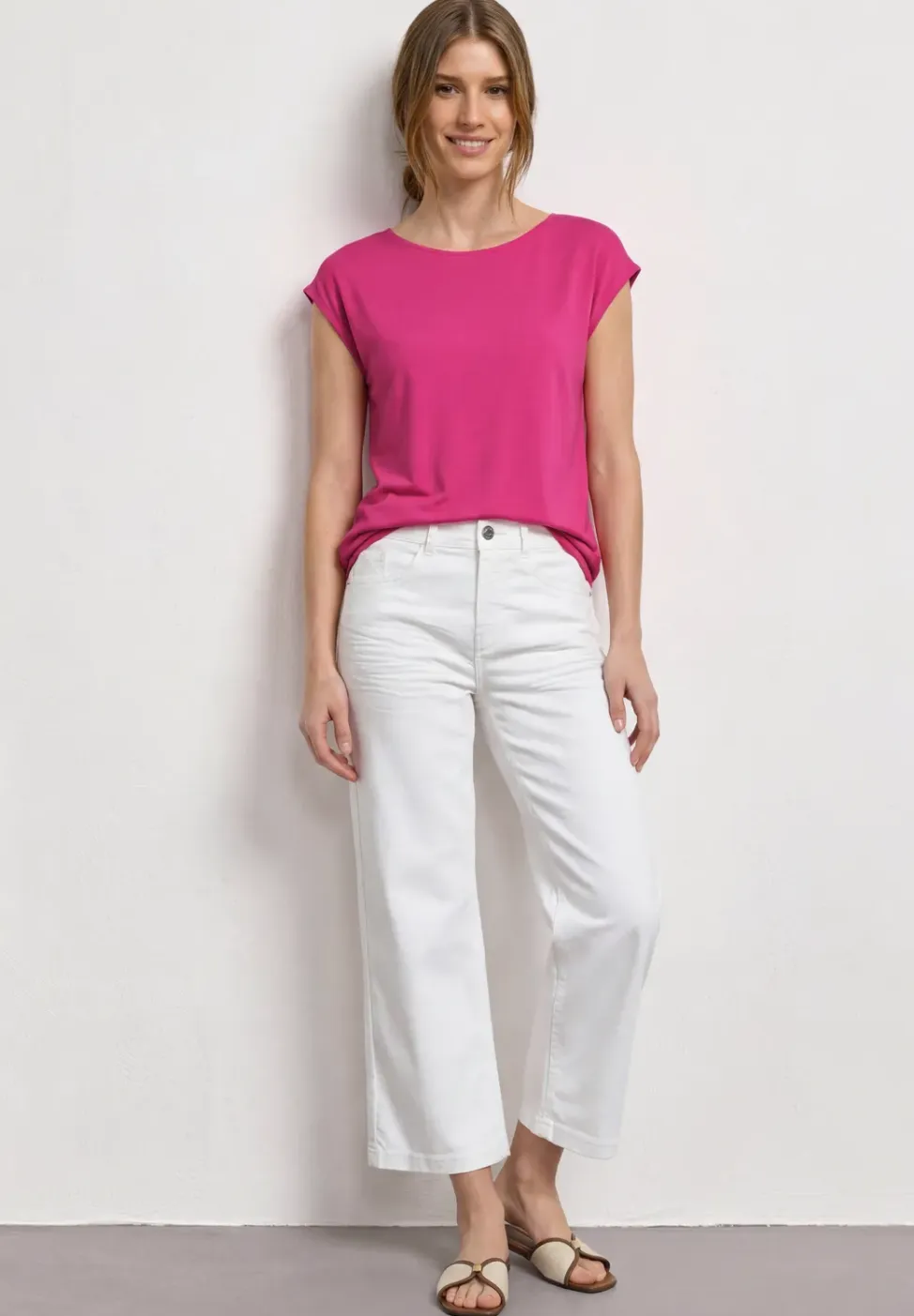 Shirt met hangende schouders en boothals